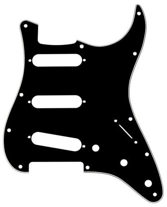 GT 3-Ply ST-Style Electric Guitar Pickguard Black 22 Holes for 3 Single Coil Pickups (Pk-1)