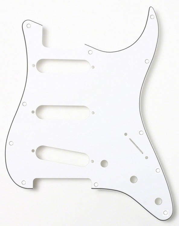 GT 3-Ply ST-Style Electric Guitar Pickguard White 22 Holes for 3 Single Coil Pickup Models (Pk-1)