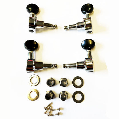 GT Ukulele Sealed Tuning Machines Chrome Finish with Black Round Buttons (Set of 4) — view 2