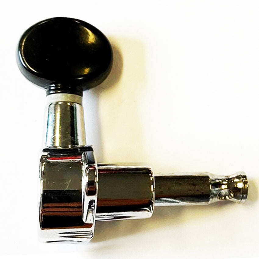 GT Ukulele Sealed Tuning Machines Chrome Finish with Black Round Buttons (Set of 4)