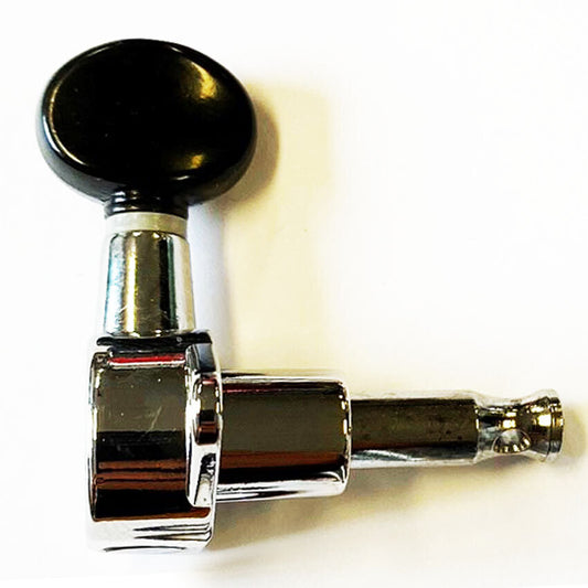 GT Ukulele Sealed Tuning Machines Chrome Finish with Black Round Buttons (Set of 4)
