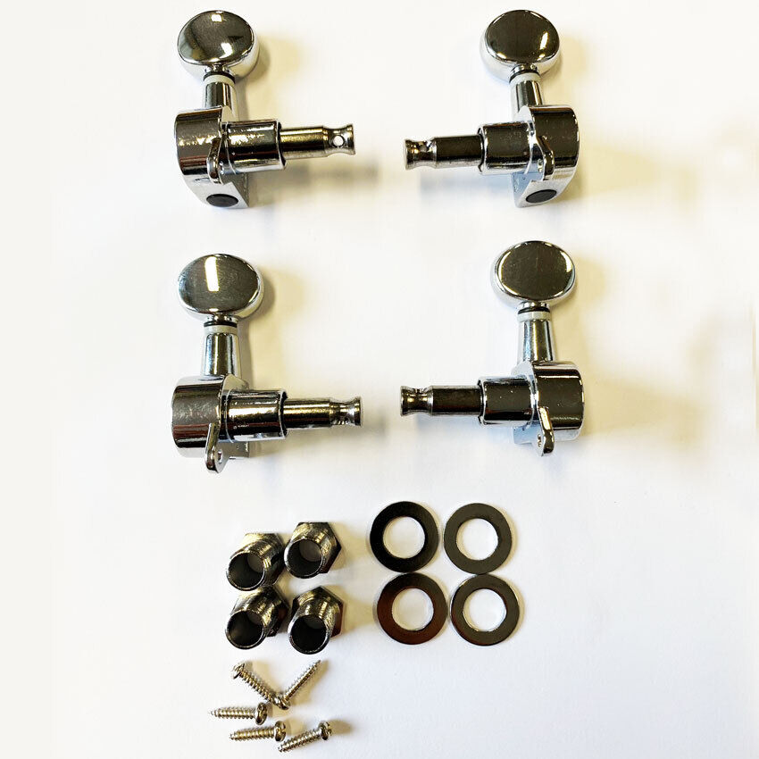 GT Ukulele Sealed Tuning Machines Chrome Finish with Round Buttons (Set of 4) — view 2