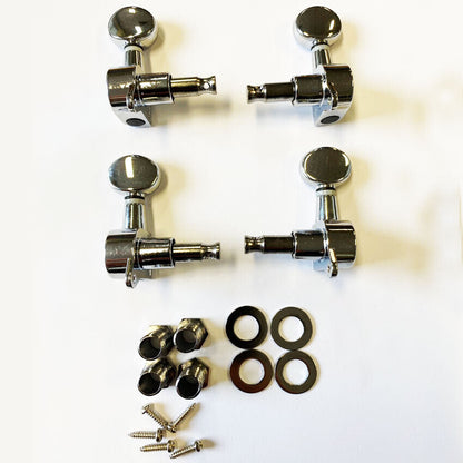 GT Ukulele Sealed Tuning Machines Chrome Finish with Round Buttons (Set of 4) — view 2