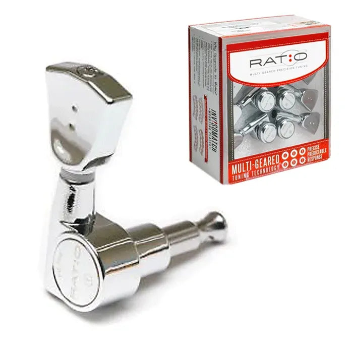 Graph Tech Ratio Machine Heads 3+3 for Electric/Acoustic Guitar - Chrome — view 2