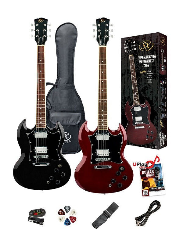 SX SG Electric Guitar with Accessories Bundle (Wine Red)