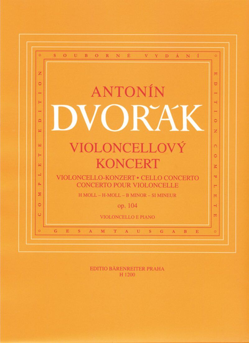Dvorak Concerto in B Minor Op. 104 for Cello and Piano, Critical Edition, Barenreiter