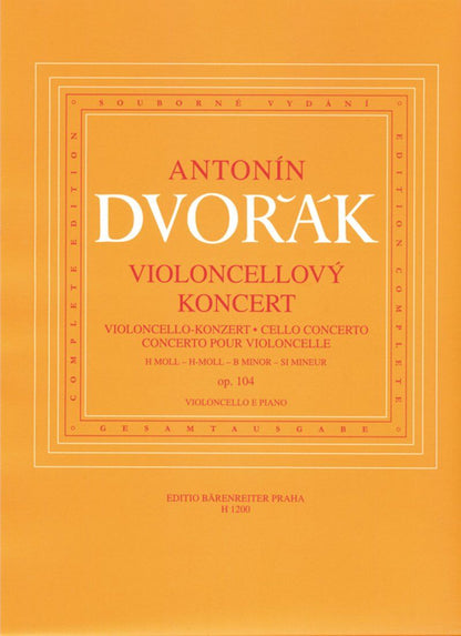Dvorak Concerto in B Minor Op. 104 for Cello and Piano, Critical Edition, Barenreiter