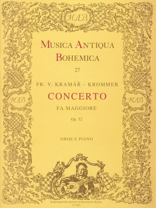 Krommer - Concerto In F Major Op 52 Oboe/Piano (Softcover Book) Book