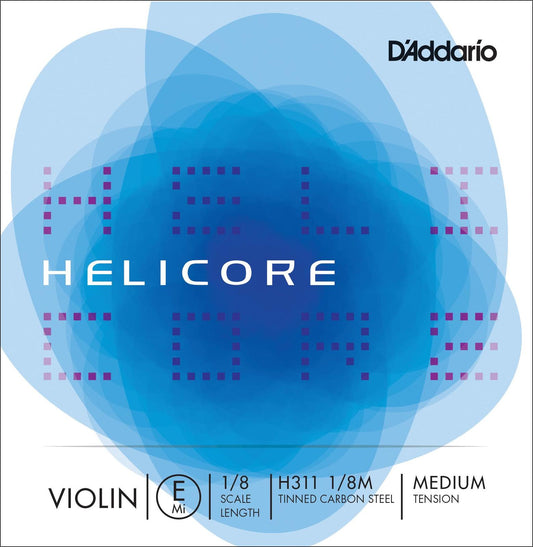D'Addario Helicore Violin Single E String, 1/8 Scale, Medium Tension