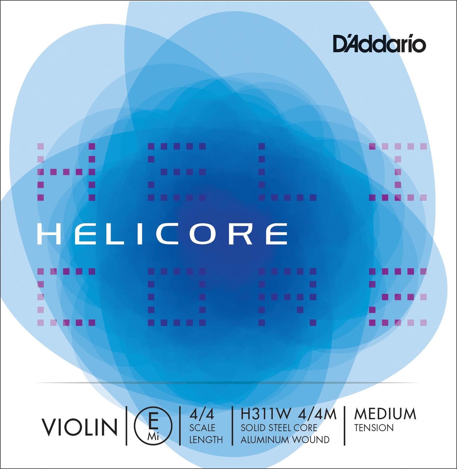 D'Addario Helicore Violin Single Aluminium Wound E String, 4/4 Scale, Medium Tension