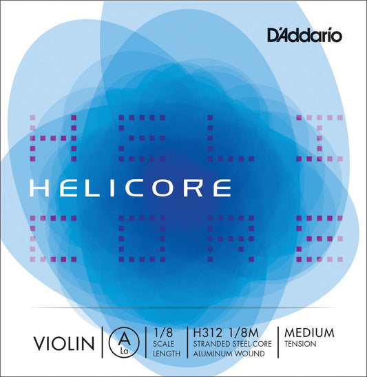 D'Addario Helicore Violin Single A String, 1/8 Scale, Medium Tension