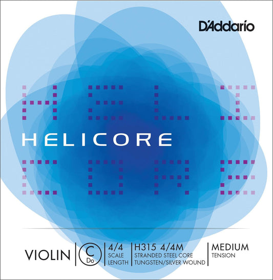 D'Addario Helicore Violin Single Low C String, 4/4 Scale, Medium Tension