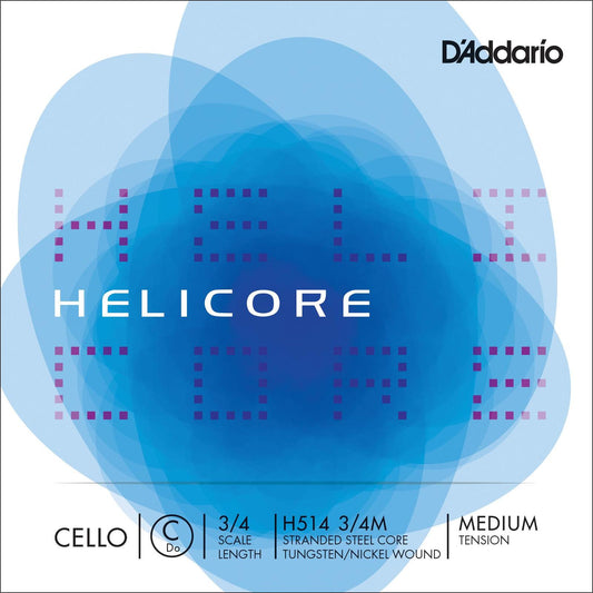 D'Addario Helicore Cello Single C String, 3/4 Scale, Medium Tension