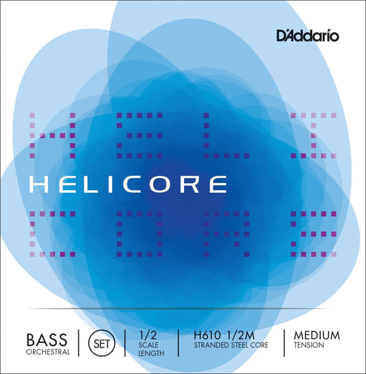 D'Addario Helicore Orchestral Bass String Set, 1/2 Scale, Medium Tension