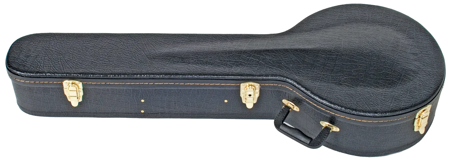 CNB V-CASE Shaped Banjo Case with Black Vinyl and Orange Stitching
