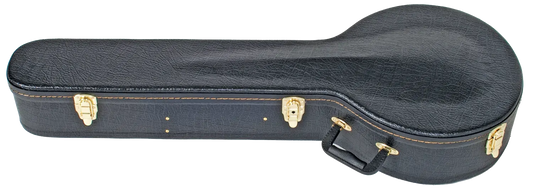 CNB V-CASE Shaped Banjo Case with Black Vinyl and Orange Stitching