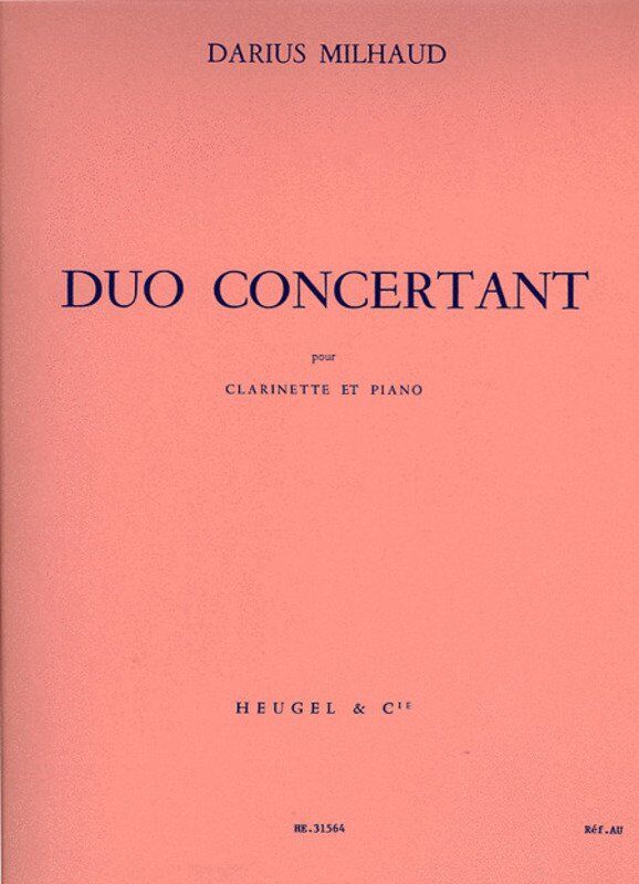 Duo Concertante for Clarinet and Piano, Op. 351 by Darius Milhaud, Heugel & Cie, 1 page