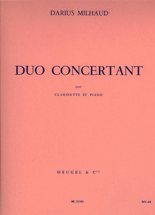 Duo Concertante for Clarinet and Piano, Op. 351 by Darius Milhaud, Heugel & Cie, 1 page