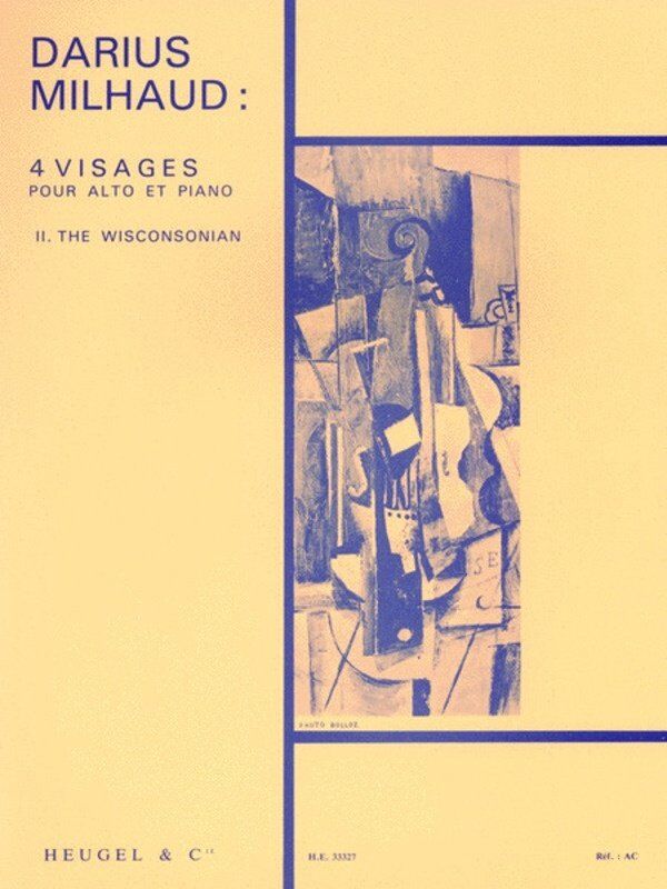 Quatre Visages No. 2 - The Wisconsonian for Viola and Piano by Darius Milhaud, Heugel & Cie, 1 Page