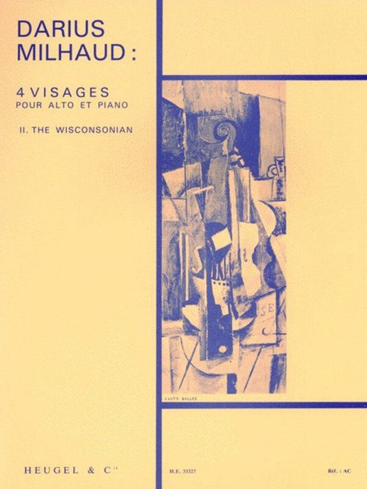 Quatre Visages No. 2 - The Wisconsonian for Viola and Piano by Darius Milhaud, Heugel & Cie, 1 Page