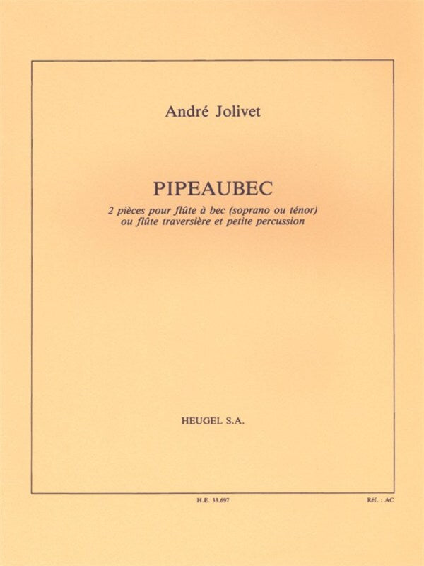 Jolivet - Pipeaubec For Flute And Percussion (Softcover Book)