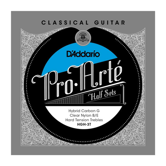 D'Addario HGH-3T Pro-Arte Hybrid Carbon G Classical Guitar Half Set, Hard Tension