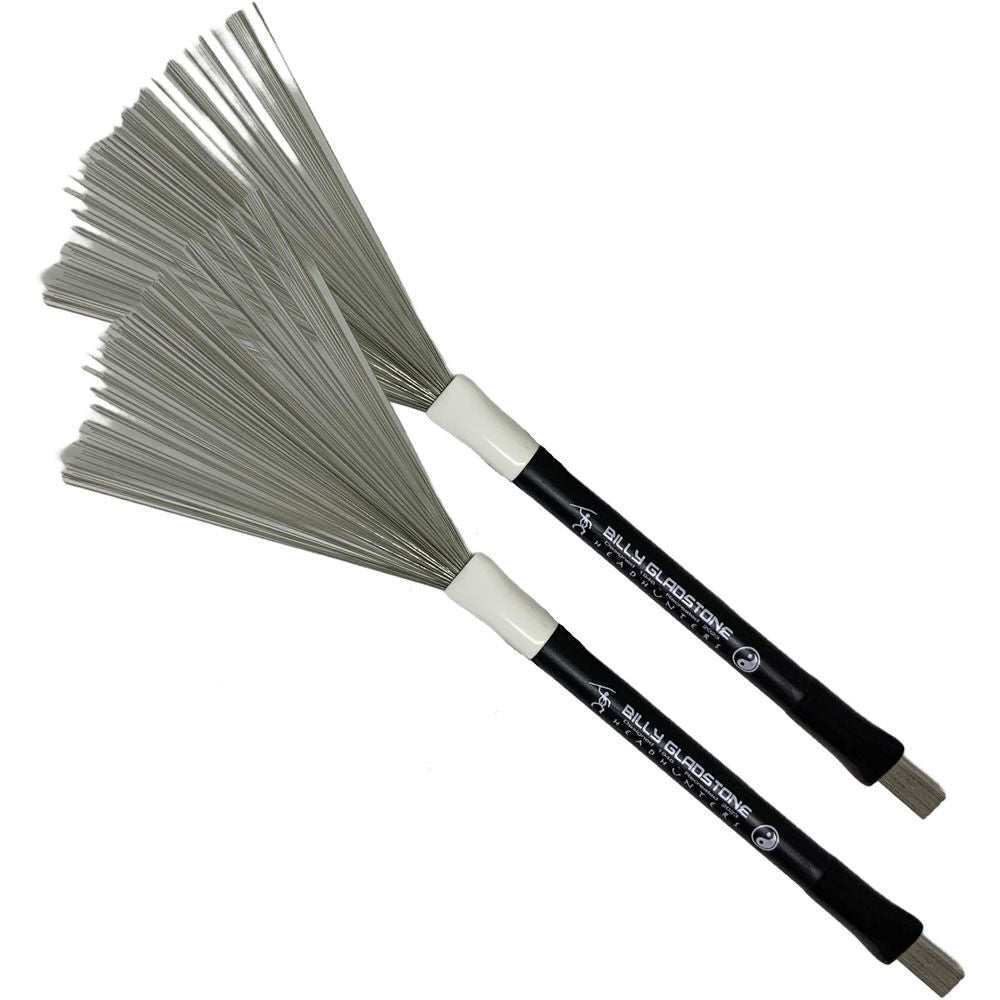 Headhunters Billy Gladstone Double-Ended Hybrid Drum Brushes - 1 Pair with Vintage and Heavy Weight Wire