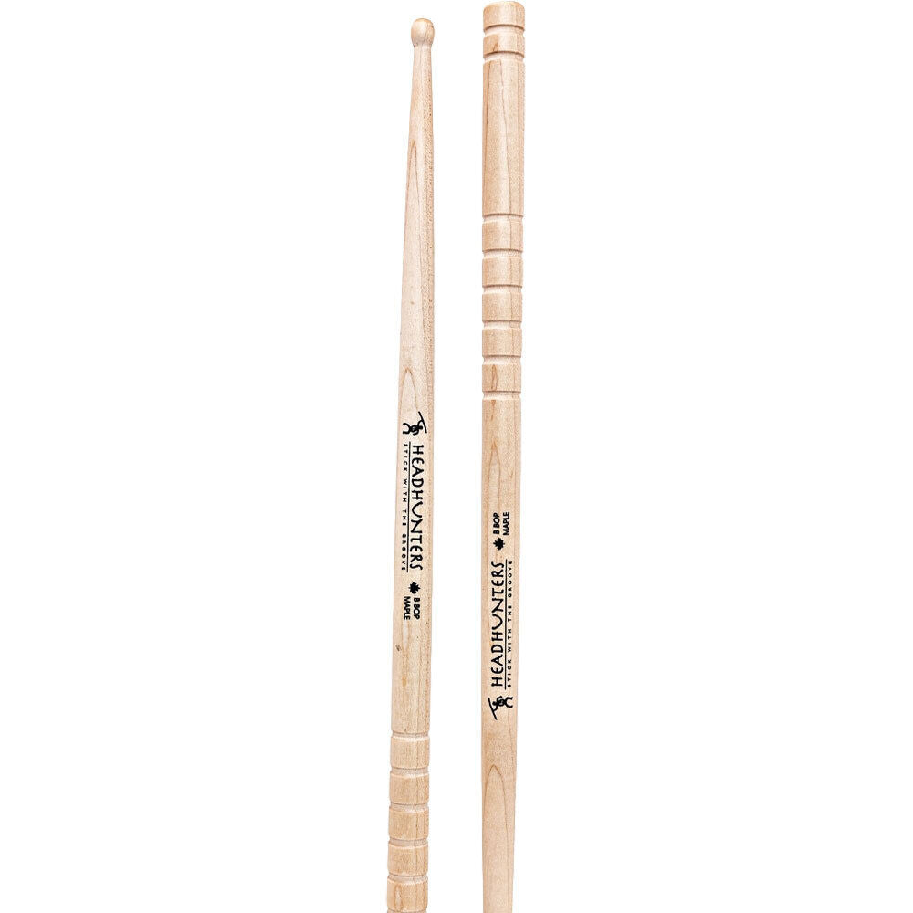 Headhunters Maple Grooves B-Bop Drum Sticks, Wood Tip, 405mm Length, 14.30mm Diameter, Premium Canadian Maple