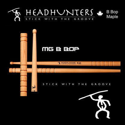 Headhunters Maple Grooves B-Bop Drum Sticks, Wood Tip, 405mm Length, 14.30mm Diameter, Premium Canadian Maple — view 2
