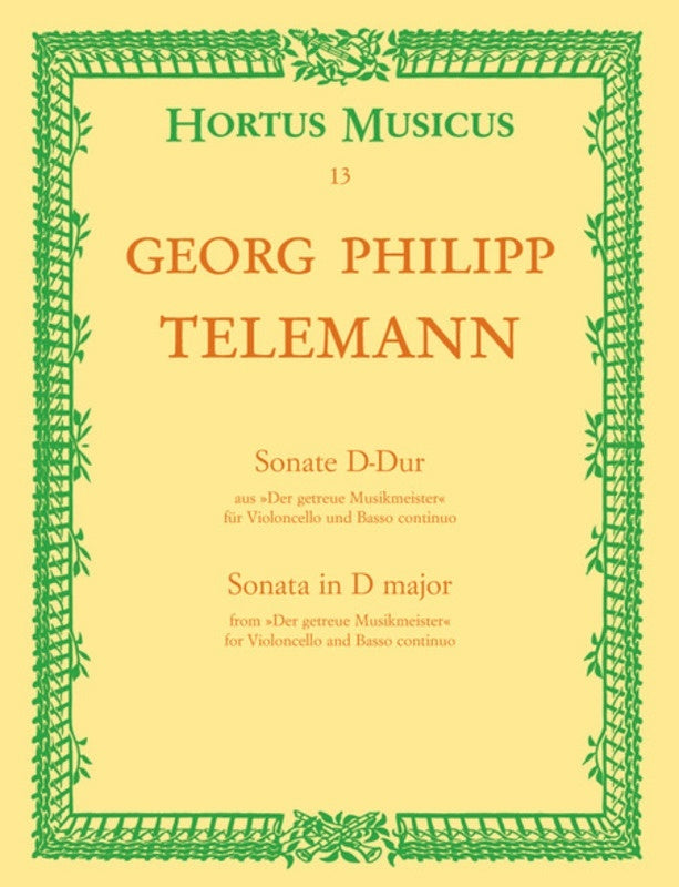 Sonata In D Major Twv 41:D6 Cello Vc And Piano Book