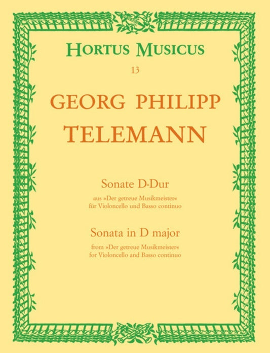 Sonata In D Major Twv 41:D6 Cello Vc And Piano Book