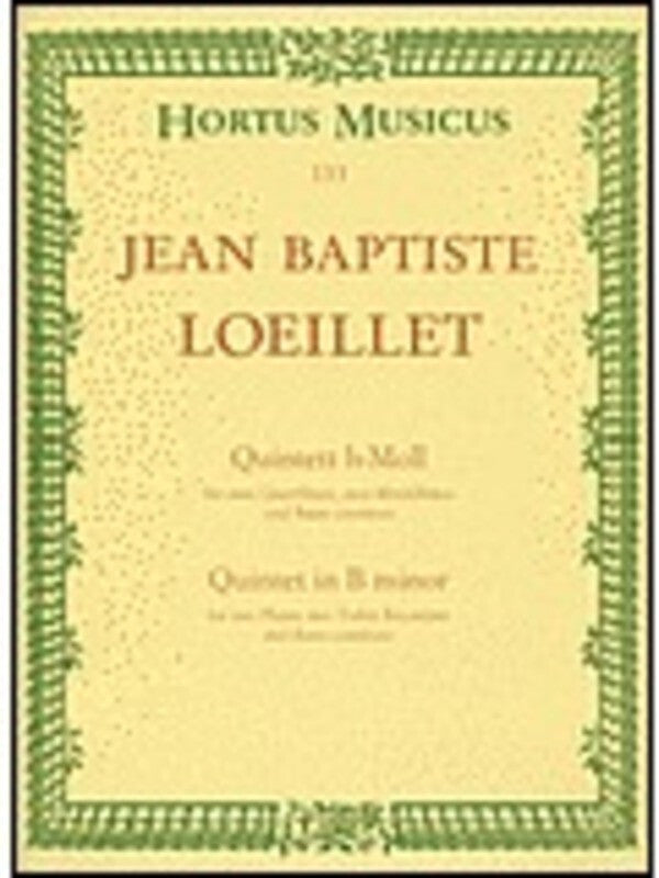 Quintet B Min 2 Flute 2 Tre Rec Bc Score/Parts Book