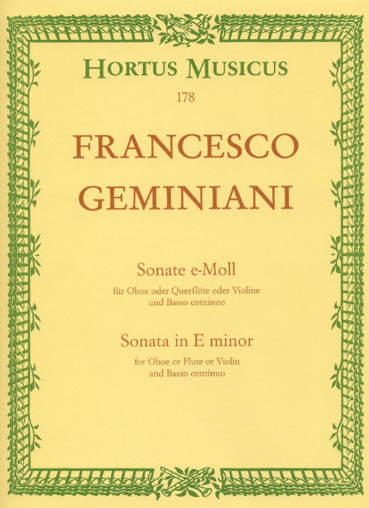 Geminiani - Sonata in E Minor for Oboe, Flute, Violin & Piano