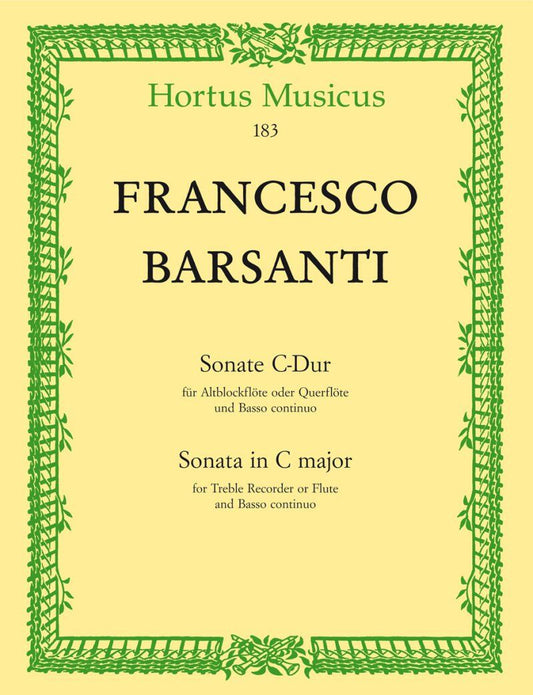 Barsanti - Sonata in C Major Op. 1 No. 2 for Treble Recorder and Piano, 23 Pages