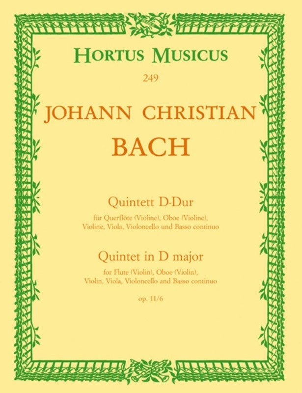 Quintet Op 11 No 6 D Flute Oboe Violin Viola Vc Bc Score/Parts Book