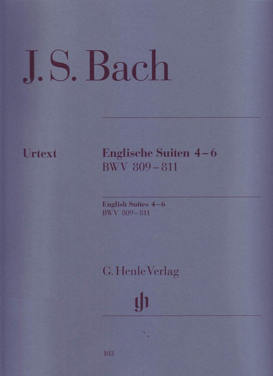 English Suites 4-6 BWV 809-811 Urtext Edition for Piano by Johann Sebastian Bach