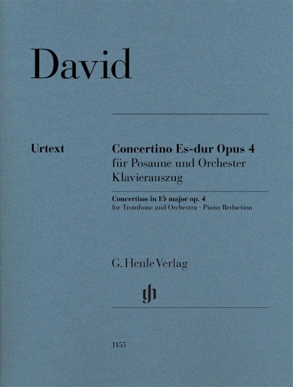 David - Concertino in E Flat Major Op. 4 for Trombone and Piano - Urtext Edition, 34 Pages, G. Henle Verlag