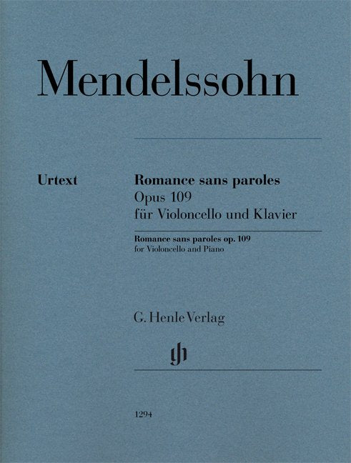 Mendelssohn: Romance sans Paroles, Op. 109 — Cello (G. Henle Verlag)