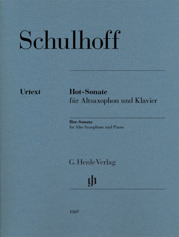 Hot Sonata for Alto Saxophone and Piano by Schulhoff, Edited by Lunte, Henle HN1369