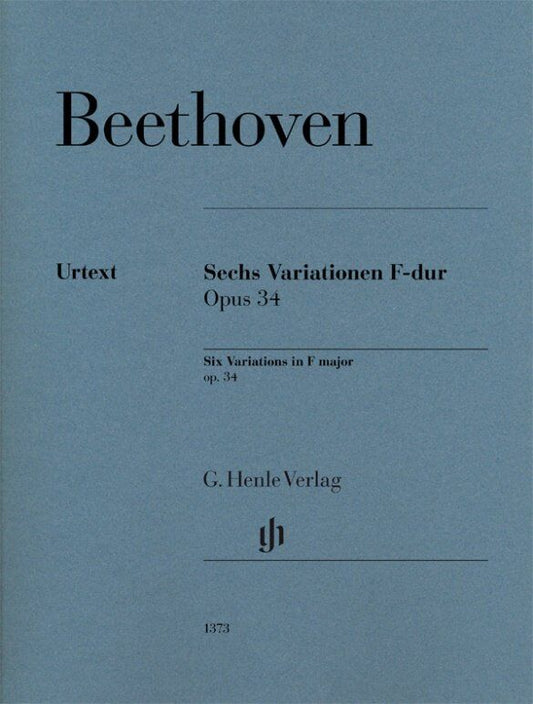 Beethoven - Six Variations in F Major Op. 34 for Piano, Urtext Edition by G. Henle Verlag, 19 Pages
