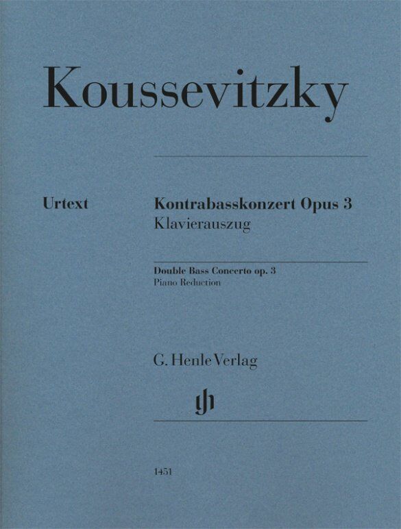 Koussevitzky - Concerto Op. 3 for Double Bass and Piano, Urtext Edition by G. Henle Verlag, 88 Pages