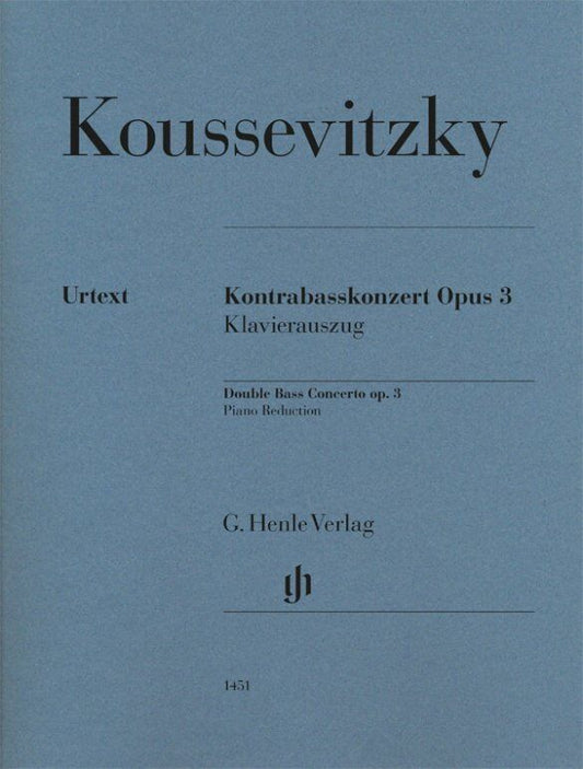 Koussevitzky - Concerto Op. 3 for Double Bass and Piano, Urtext Edition by G. Henle Verlag, 88 Pages