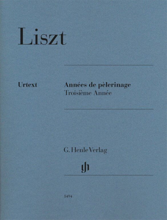 Liszt - Annees de Pelerinage Book 3 Urtext Edition for Piano, 72 Pages, G. Henle Verlag