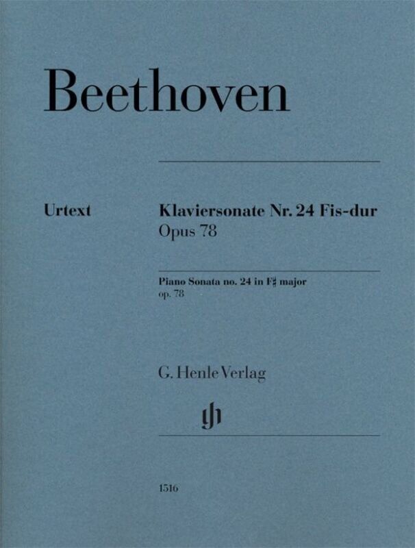 Beethoven Piano Sonata No. 24 F Sharp Major Op. 78 Urtext Edition