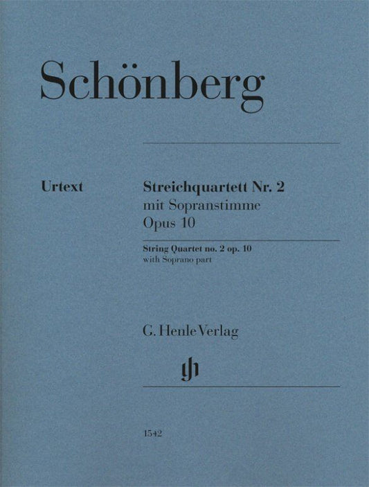 Schoenberg String Quartet No. 2 Op. 10 with Soprano Part, Henle Urtext Edition, 147 Pages, Viola and Cello