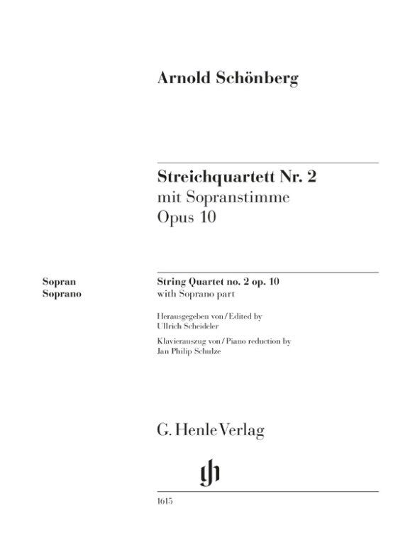 Schoenberg String Quartet No. 2 Op. 10 Soprano Part/Piano - Henle Urtext Edition