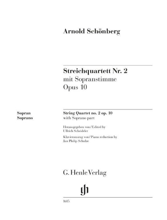 Schoenberg String Quartet No. 2 Op. 10 Soprano Part/Piano - Henle Urtext Edition