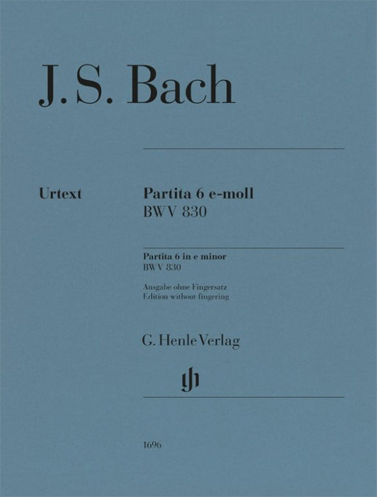 Bach - Partita No 6 E Minor Bwv 830 Piano Without Fingering (G. Henle Verlag)