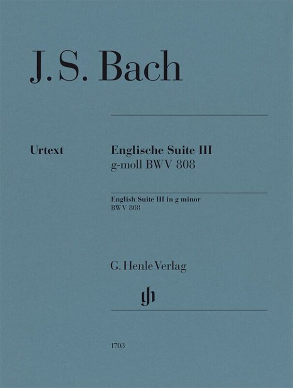 Bach - English Suite No. 3 G Minor BWV 808 for Piano, 27 Pages, G. Henle Verlag Edition