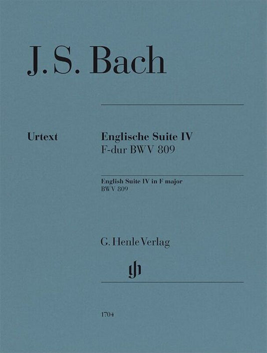Bach - English Suite No 4 F Major BWV 809 for Piano, 26 Pages, G. Henle Verlag, Piano Solo Edition